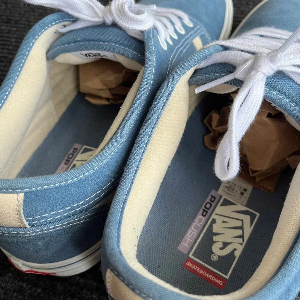 Vans Old Skool Skate Shoes Mens 13 Blue Suede Canvas Low Top popcush Sneakers